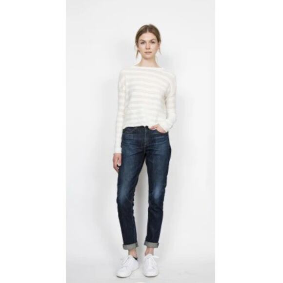 Rag & Bone Dre Snoqualmie Wash Mid Rise Jeans 30 Dark Blue Denim Roll Cuff NWOT - Picture 1 of 10